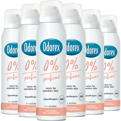 Afbeelding van 6x Odorex Deodorant Spray 0% 150 ml