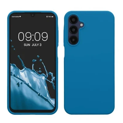 Afbeelding van kwmobile telefoonhoesje geschikt voor Samsung Galaxy A25 Hoesje met siliconen coating Smartphone case in Caribisch blauw