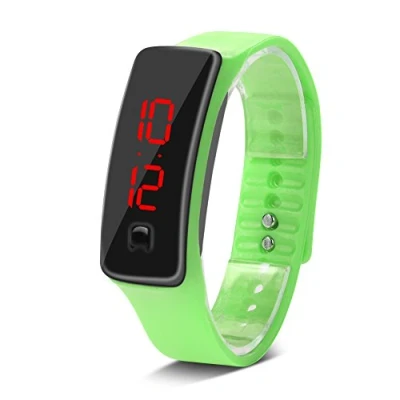 Afbeelding van Dilwe Sport LED Horloge, Waterdicht Polshorloge met Siliconen Band 12 Uur Digitale Elektronische Wijzerplaat Display voor Studenten, Groen, riem