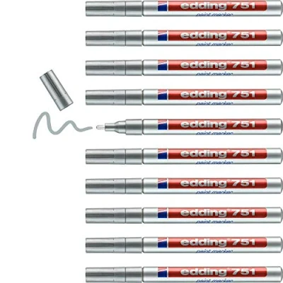 Afbeelding van Viltstift edding 751 lakmarker rond 1 2mm zilver