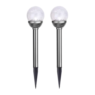 Afbeelding van Best Season 2 stuks 477 37 led zonnelampen met bol, 39 x 8 cm, zilverkleurig