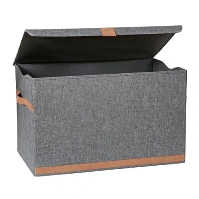 Afbeelding van Premium Opbergbox met deksel Kist van hoogwaardig stof Extra groot en stevig Grijs 62x37,5x39 cm