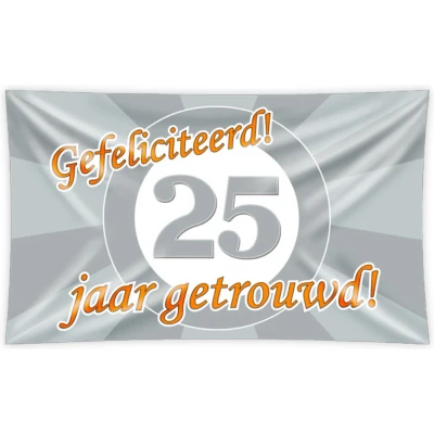 Afbeelding van Gevelvlag 25 jaar getrouwd verkeersbord XXL 150x90cm