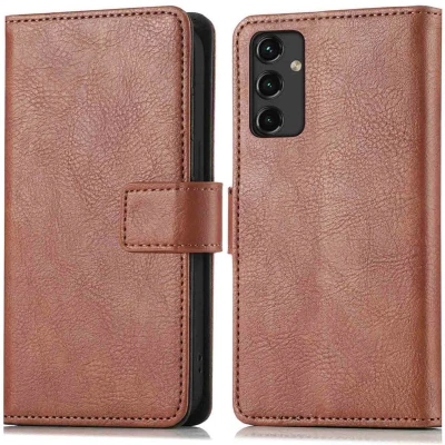 Afbeelding van iMoshion Hoesje Geschikt voor Samsung Galaxy A14 (5G) / (4G) Met Pasjeshouder Luxe Bookcase Bruin