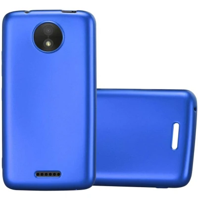 Afbeelding van Cadorabo Hoesje geschikt voor Motorola MOTO C in METAAL BLAUW Beschermhoes gemaakt van flexibel TPU silicone Case Cover