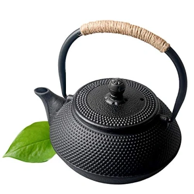 Afbeelding van HwaGui Japanse theepot van gietijzer met zwarte zeef, 0,6 l/600 ml