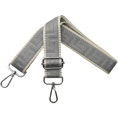 Afbeelding van tasriem, verstelbare breedte 3,8 cm, met zilverkleurige karabijnhaak, draagriem voor dames, handtassen, kaki/wit, K41