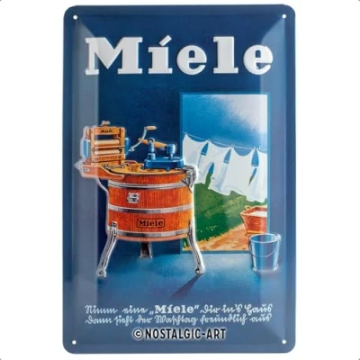 Afbeelding van Nostalgic Art Miele, retro metalen bord, 20 x 30 cm, wasbak, cadeau idee voor nostalgische fans, metaal, vintage design