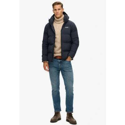 Afbeelding van Superdry Hooded BOXY Puffer Winterjas, Heren, Maat: Medium, Eclipse navy