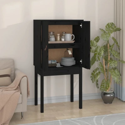 Afbeelding van Hoge kast 60x40x120 cm massief grenenhout zwart