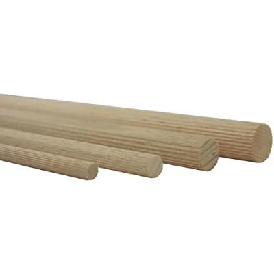 Afbeelding van vasalat Set van 6 natuurlijke beukenhouten stangen gegroefd om te knutselen 100 cm x 20 mm