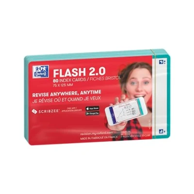Afbeelding van OXFORD Flash 2.0 80 Bristol flits kaarten, 7,5 x 12,5 cm, effen witte achtergrond, mintgroen