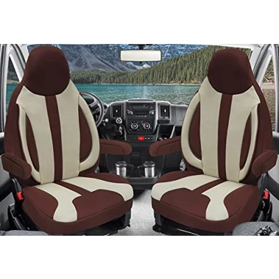 Afbeelding van Maat stoelhoezen compatibel met camper bestuurder en passagiers FB:PL412 (beige/bruin)