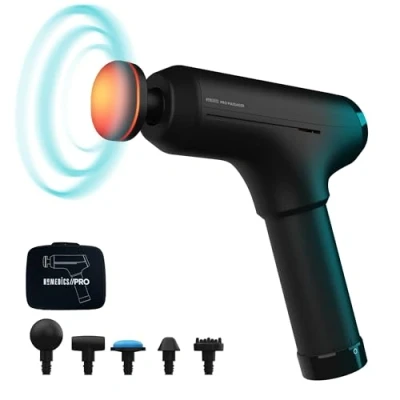 Afbeelding van HoMedics PGM1000 Draadloze Massage Gun 5 uur batterij Met Warmtefunctie 6 opzetstukken Professioneel Sport en Relax inclusief koffer