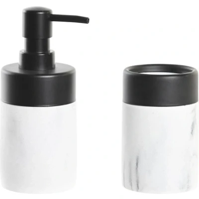 Afbeelding van Badset DKD Home Decor 7,2 x 16,4 cm Zwart Metaal Wit Hars Modern