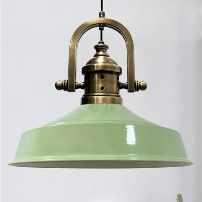Afbeelding van Bamyum Asletl Lock Hanglamp Industrieel van Metaal Ø40 cm, Vintage Hanglamp, E27, Mintgroen Lamppendel