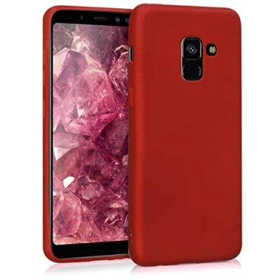 Afbeelding van kwmobile telefoonhoesje geschikt voor Samsung Galaxy A8 (2018) Hoesje smartphone Back cover in metallic donkerrood