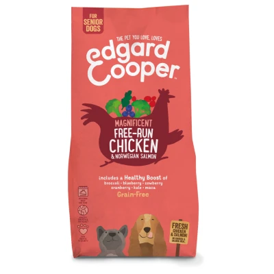 Afbeelding van Edgard&amp;Cooper Free Run Chicken Senior Kip&amp;Zalm&amp;Broccoli Hondenvoer 12 kg Graanvrij