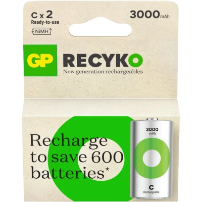 Afbeelding van Oplaadbare C batterij (baby) GP Batteries ReCyko NiMH 1.2 V 3000 mAh 2 stuk(s)