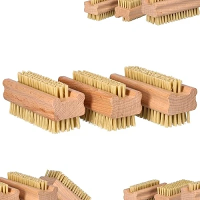 Afbeelding van ToolSpace 3 x nagelborstel van beukenhout, mix, robuust, Agawa Tapica, synthetische borstelharen, reinigingsborstel voor het reinigen nagels, vuil, manicure, pedicure