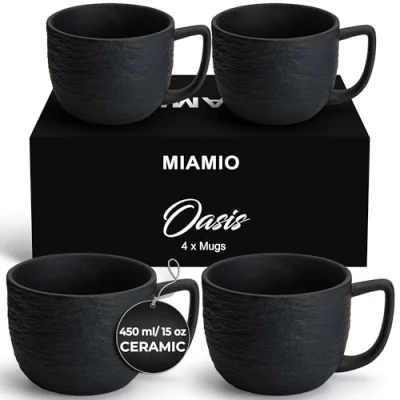 Afbeelding van MIAMIO Koffiekopjes 450 ml/set van 4 kopjes Keramische mok voor koffie, latte, cappuccino en thee Oasis collectie