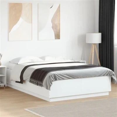 Image de vidaXL Cadre de lit blanc 140x200 cm bois d&#039;ingénierie
