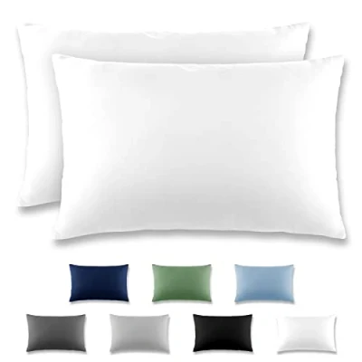 Afbeelding van REDKEY Set van 2 kussenslopen, 50 x 70 cm, microvezel, met hotelsluiting, wit
