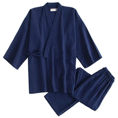 Afbeelding van Jinbei Yukata Japanse kimono voor heren, kimono, kamerjas, pyjama, Blue02