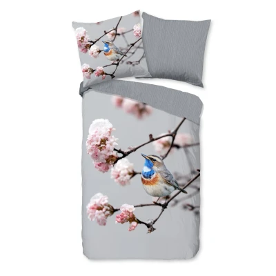Afbeelding van Pure Dekbedovertrek &quot;blauwborst vogel&quot; Grijs (135x200 cm) Microfiber