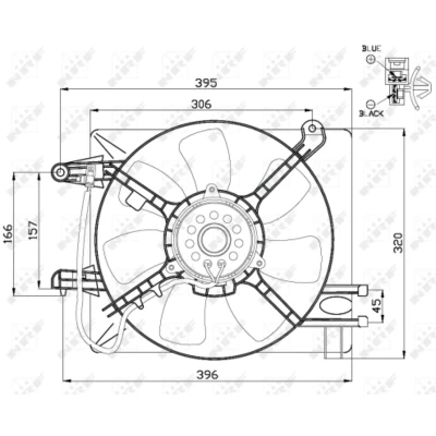Afbeelding van NRF 47486 Radiator Ventilator 297 12 150 Met ventilatorraamwerk