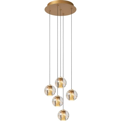 Afbeelding van Lucide DILENKO Hanglamp Ø 31 cm LED Dimb. 5x3,5W 2700K Mat Goud / Messing