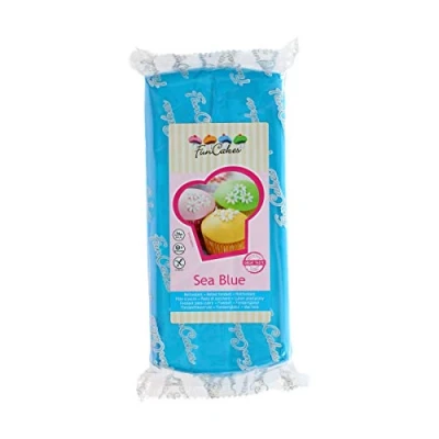 Afbeelding van FunCakes Sea Blue Fondant: eenvoudig te gebruiken, glad, elastisch, zacht en zacht, perfect voor het decoreren van taarten, halal, koosjer glutenvrij. 1 kg