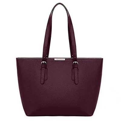 Afbeelding van David Jones Shopping Handtas Vrouwen Groot Tas Hoge School Meisje Tote Bag Schouder PU Lang Handvat Shopper Grote Capaciteit A4 Studententas Werk, Bordeaux rood