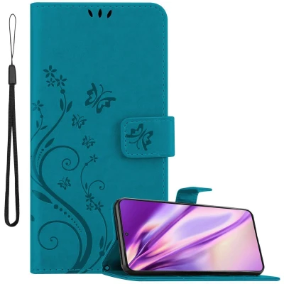 Afbeelding van Cadorabo Hoesje geschikt voor Samsung Galaxy S21 5G in BLOEMEN BLAUW Beschermhoes bloemmotief met magnetische sluiting, standfunctie en kaartsleuven Book Case Cover Etui