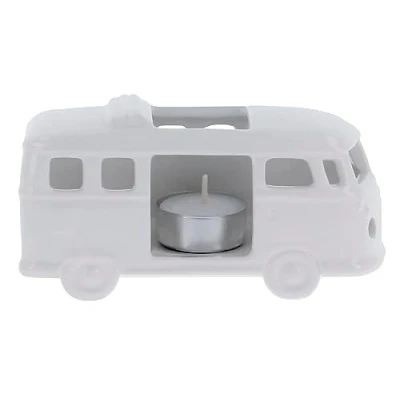 Afbeelding van BRISA VW Collection Volkswagen T1 Bus Bulli theelichthouder, tafeldecoratie, keramiek, schaal 1:28 (Classic Bus/wit)