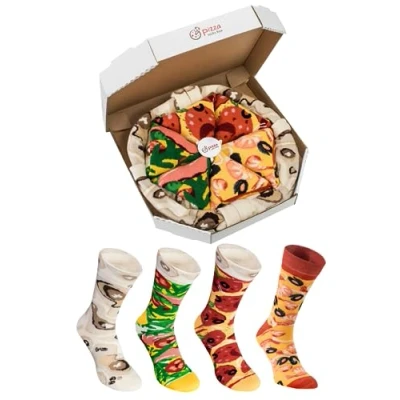 Afbeelding van Rainbow Socks Pizza Mix Zeevruchten Italiaanse Pepperoni voor dames en heren 4 paar sokken, Meerkleurig