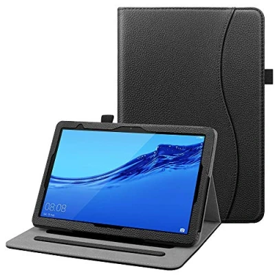 Afbeelding van FINTIE beschermhoes voor Huawei MediaPad T5 10 10,1 inch verstelbare met kaartvak, tablethouder in meerdere hoeken, zwart