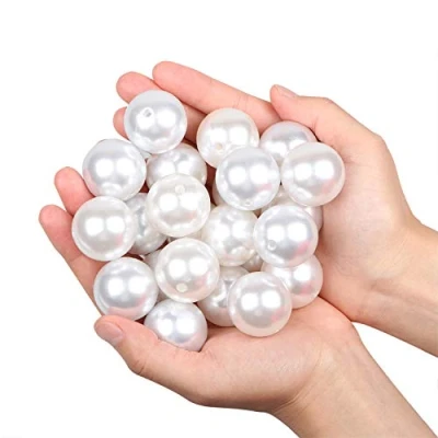 Afbeelding van Yixuan LLC Elegante parels, sieraden, 15 stuks, 30 mm, kunststof, decoratie, doe het zelf, halskettingen, bruiloft, feest, vaas, huis (wit, mm)