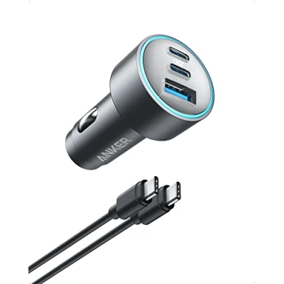 Afbeelding van Anker Compacte 3 poorts snelle autolader van 67 W, high speed opladen voor iPhone 16/15/14, Galaxy S23, iPad Air en meer, inclusief USB C naar kabel eenvoudige verbinding