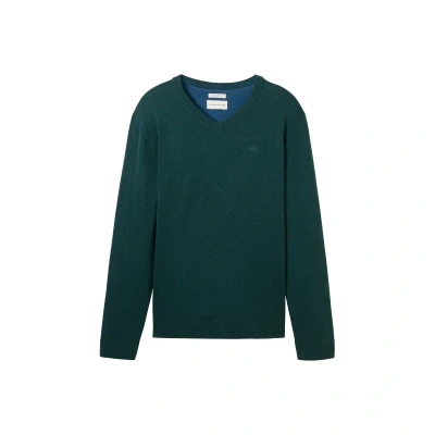 Afbeelding van TOM Tailor Trui, Heren, Maat: Medium, Dark tree green melange