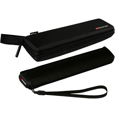 Afbeelding van Knirps Ultra US.050 Slim Manual zakparaplu ultralicht en plat, stormvast, winddicht, 21 cm, zwart.