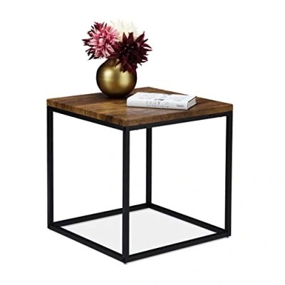 Afbeelding van Relaxdays bijzettafel industrieel bijzettafeltje 45x45 nachtkastje mini tafel