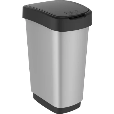Afbeelding van Rotho Twist Afvalbak 25L Zilver/Metallic