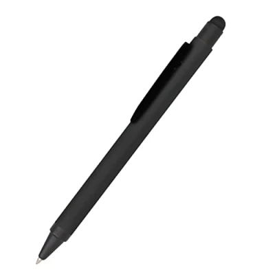 Afbeelding van Online Intrekbare balpen van zwart aluminium, verwisselbare vulling met grote capaciteit, inktkleur zwart, zacht gevoel en stylus