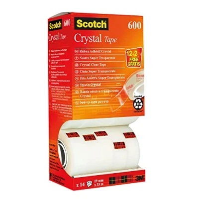 Afbeelding van Plakband Scotch Crystal 600 19mmx33m transparant 12+2 gratis
