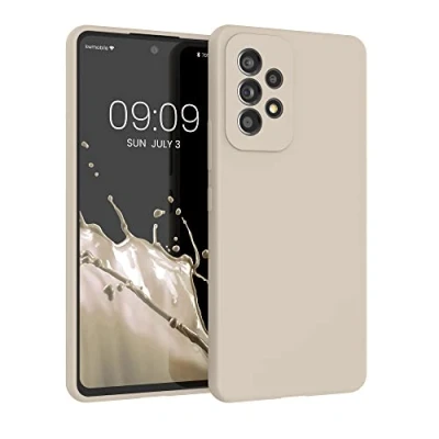 Afbeelding van kwmobile telefoonhoesje geschikt voor Samsung Galaxy A53 5G Hoesje met siliconen coating Smartphone case in mat crème