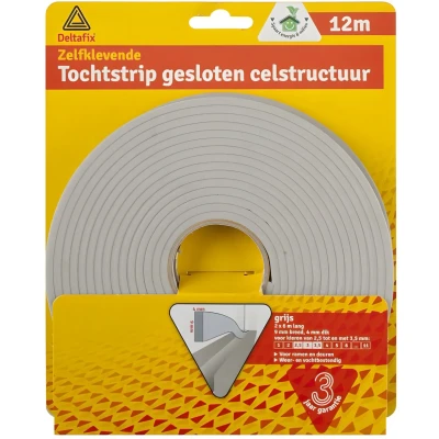 Afbeelding van Deltafix Tochtstrip tochtwering grijs zelfklevend universeel 12 m x 9 mm 4