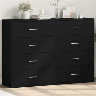 Afbeelding van vidaXL Dressoirs 2 st 60x31x84 cm bewerkt hout zwart