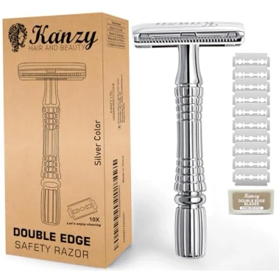 Afbeelding van Kanzy Veiligheidsscheermes Gesloten Kam Metalen Scheermes Voor Mannen &amp; Vrouwen Double Edge Safety Razor Kit Geschikt Alle Mesjes