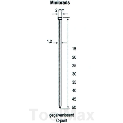 Afbeelding van Dutack 5134032 SKN12 Mini Brad Verzinkt 1,2 x 35mm (5000st)